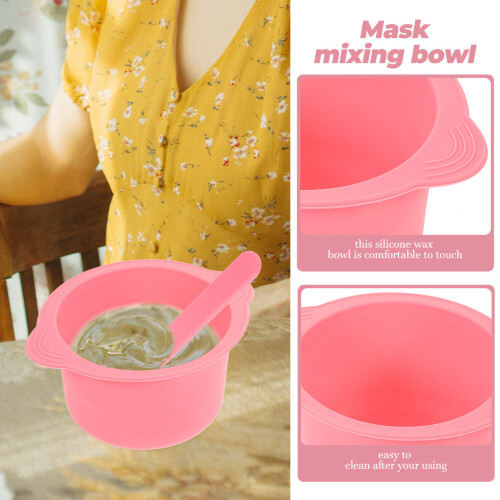 1Set Vaschetta Per Cera E Maschere in Silicone Rosa, Facile Pulire 2