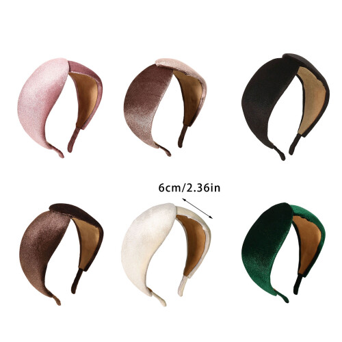 2Pcs Soft Velvety Headbands Solid Color Wide Band Elegant-15 2