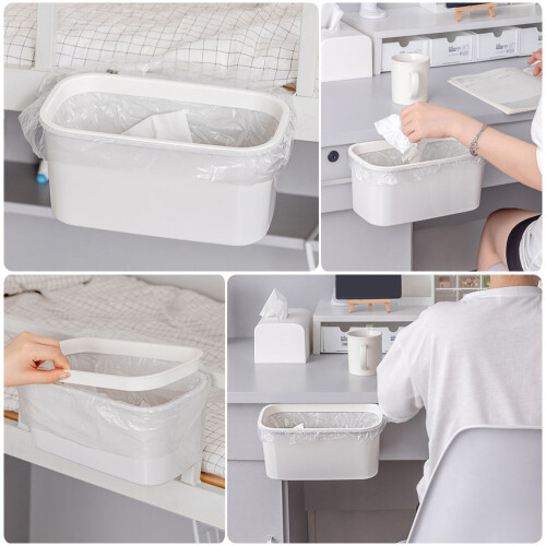 2Pz Mini Bidoni Appesi in Bianco Per Cucina, Camera E Ufficio 2