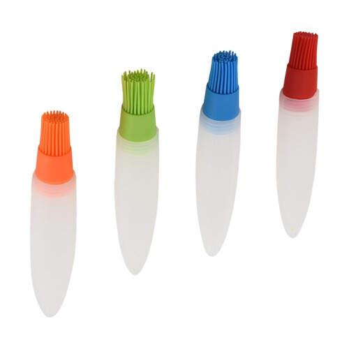 Silicone Basting Brush Set 4Pcs with Pointed Tail Scraper for Precise Oil Application and BBQ Grilling