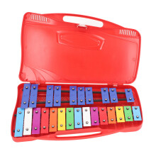 Red Hand-Knock Piano Toy with Colorful Metal Keys