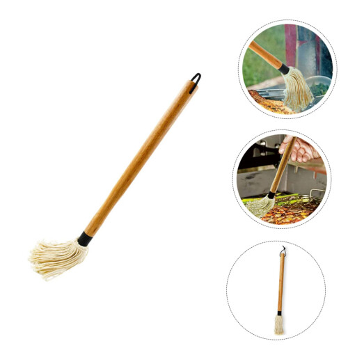 BBQ Sauce Brush with Ergonomic Wood Handle for Even Sauce Coverage, Easy Clean Basting Brush 2