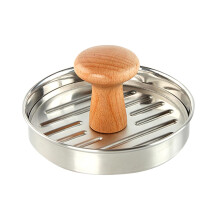 Stainless Steel Burger Press with Wooden Handle, Large Uniform Patty Maker for BBQ and Home Kitchen
