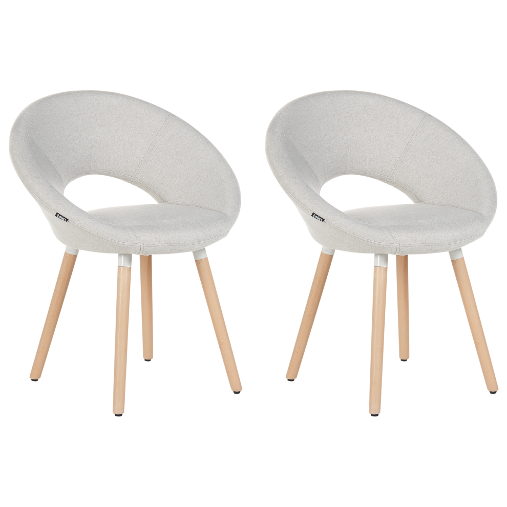 Set of 2 Dining Chairs ROSLYN Fabric Light Grey