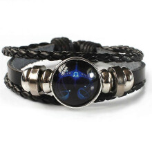 (Libra)12 Zodiac Signs Constellation Charm Luminous Bracelet Men Women Fashion Multilayer Weave Leather Bracelet Bangle Birthday Gift