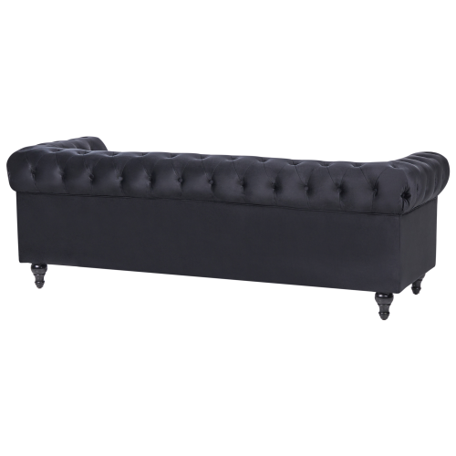 Beliani Sofa 3 Seater CHESTERFIELD Velvet Black 2
