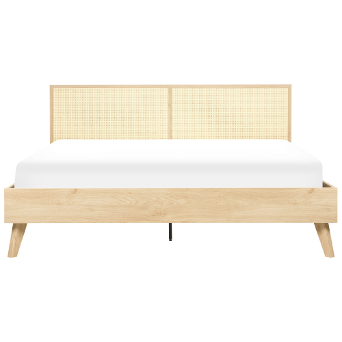 Beliani Bed Rattan MONPAZIER 180 x 200 cm (EU Super King) Light Brown 1