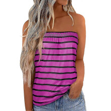 (XL,Purple)Strapless Long Tube Top Printed Women Seamless Tube Top Machine Washable For Casual Holiday
