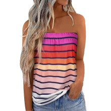 (XL,Colorful)Strapless Long Tube Top Printed Women Seamless Tube Top Machine Washable For Casual Holiday