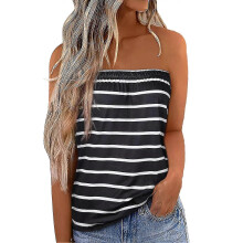(M,Black)Strapless Long Tube Top Printed Women Seamless Tube Top Machine Washable For Casual Holiday