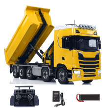 1/14 10x10 RC Hydraulic Dump Truck Crane Vehicle, Metal Construction Model with Precise Control