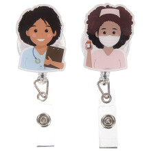 2St ABS Badgehouder Uittrekbaar Met Swivel Clip, Voor Verpleegkundigen