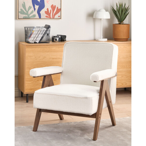Beliani Armchair EVJE Boucle Off-White 1
