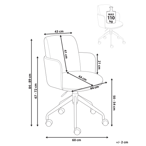 Beliani Office Chair DRYDEN Boucle Off-White 2