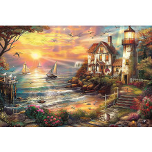 Beautiful Lighthouse Wooden Jigsaw Puzzle 120 Pieces for Adults Gift, Precise Fit and Frameable Art