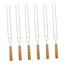 Stainless Steel BBQ Skewers Set 6 Pack Wide Kebab Skewers for Outdoor Grilling Dishwasher Safe
