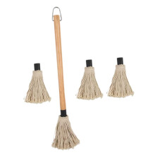 BBQ Basting Brush Set with Wooden Handle, Reusable Flat Grill Mop Brush for Even Sauce Application