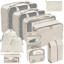 Suitcase Organizer Set with 10 Packing Cubes Suitcase Organizer Set Beige - DD