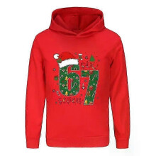 (140,Red)67 Elf Santa Funny Hoodies Christmas Six Seven Pullover Sweatshirt Top Xmas Gift New Arrival
