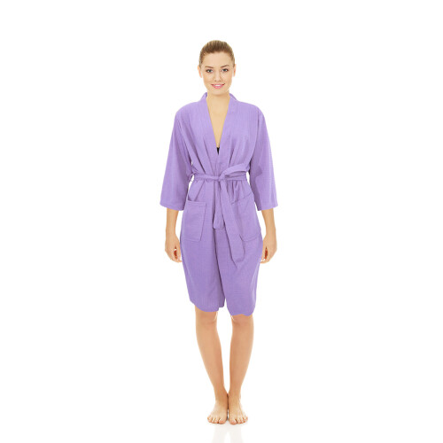 Comfortabele Wafelbadjas Violet Salon En 2