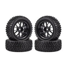 RC Car Tires 76mm Wear‑Resistant Rubber Wheels for 1/10 Buggy Wltoys 144001 Stable Off‑Road Traction