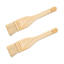 2pcs Wool Basting Brush Set Non‑Shedding Natural Bristles for BBQ Baking Marinades and Sauces