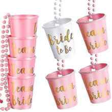 (Black and white) 20 Bachelorette Party Shot Glasses Necklace, Team Bride Supplies - PJ