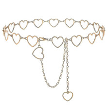 Women Chain Belt Cutout Heart Waist Body Chain Adjustable Metal Retro Sash Belt Chains - PJ