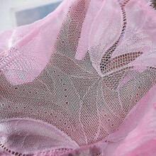 (M, Pink) Sexy Women Underwear Panties Lace Mid-waist Briefs Female Translucent Elastic Underpant Floral Mesh Lingerie Cotton Crotch - RiRi