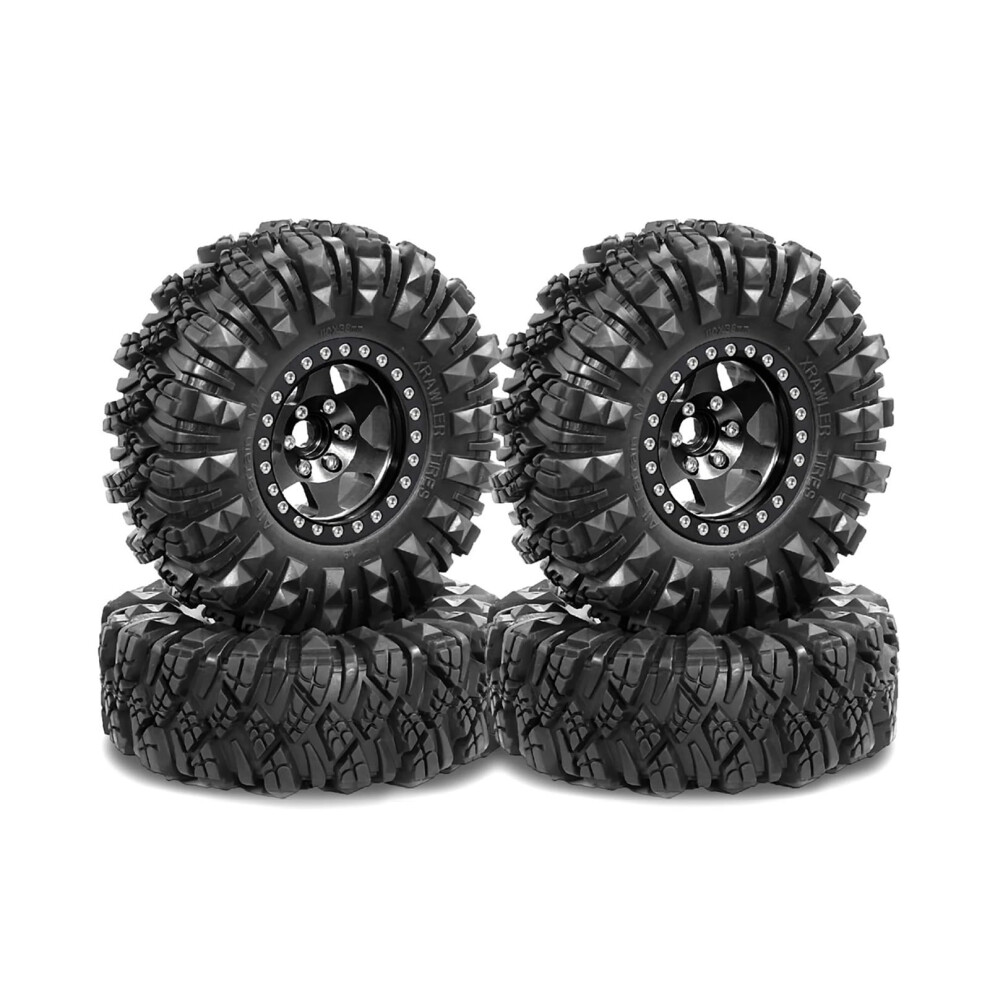1.9 Rc Crawler Tires Allterrain Grip Beadlock Wheels For Axial Scx10 Trx4 1/10 Car Foam Liner Set Black 9092120280494