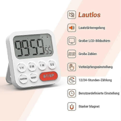 Digital Magnetic Stopwatch Timer with Clock, Magnet, 3-level Volume, Lcd Display 1