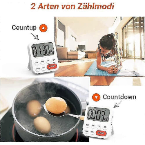 Digital Magnetic Stopwatch Timer with Clock, Magnet, 3-level Volume, Lcd Display 2
