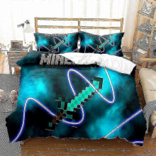 (173*218three-piecesuit, E) Minecraft Series Three-piece Duvet Cover Sanded Two-piece Set_h - Ri