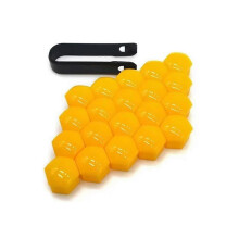 (17mm, Yellow 20 pcs and 1 black clip) 19mm Plastic Wheel Lug Nut Covers 20Pcs Tire Cap Set for Car Rims