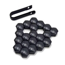 (21mm, Black 20 pcs and 1 black clip) 19mm Plastic Wheel Lug Nut Covers 20Pcs Tire Cap Set for Car Rims