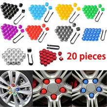 (17mm, Purple 20 pcs and 1 black clip) 19mm Plastic Wheel Lug Nut Covers 20Pcs Tire Cap Set for Car Rims