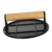 Heavy Duty Aluminum Burger Press with Wooden Handle, Easy Patty Maker for Uniform Burgers and Grilling