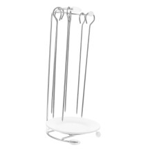 Stainless Steel Skewer Rack for BBQ Grilling, Foldable Kebab Holder with Skewers for Camping Outdoor Cooking