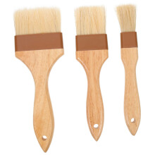 3Pcs Pastry Brush Set with Natural Bristles and Beech Wood Handle, Rubber Basting Brush for Cooking and Baking