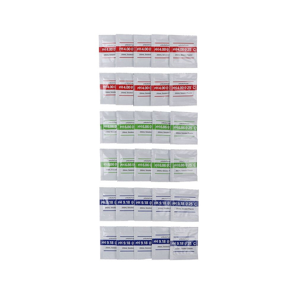Semoic 30Pcs Ph Powder Solution Buffer Calibration Sachet Ph4.00/ Ph6.86/Ph9.18 Ph Calibration Solution Packets