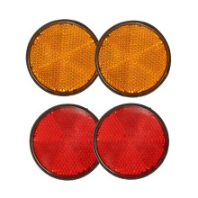 4 Pcs 2 Inch Round Reflector Universal for Motorcycle ATV Dirt Bike, Orange & Red