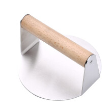 Smash Burger Press Stainless Steel with Wooden Handle Heavy Duty Round Burger Maker for Grill