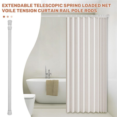 6 Pack Tension Rods, Adjustable Spring Cupboard Bars Rod Curtain Rods White 1