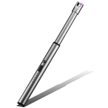 (Dumb Silver) Electric Lighter Usb Rechargeable Lighter Candle Lighter  Arc Windproof Lighter