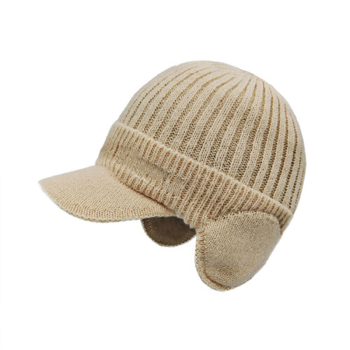 （1 Pack）Windproof Knitted Ear Cover Cap For Hiking-Beige 1