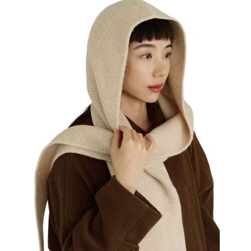Women Wool Winter Shawl Scarf Triangular Wrap Soft Warm-Beige