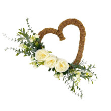 Heart Shaped Artificial Wreath Valentine's Decoration-White