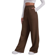 Women's wide-leg sweatpants, plus size, loose fit,-Coffee XXL
