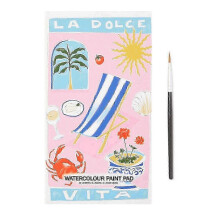 (B) Watercolour Paint Pad 7.48x3.94in Minis Paint Pad with 1 Paintbrush Portable DIYS Pocket Watercolor-GOOD