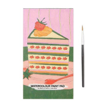 (C) Watercolour Paint Pad 7.48x3.94in Minis Paint Pad with 1 Paintbrush Portable DIYS Pocket Watercolor-GOOD